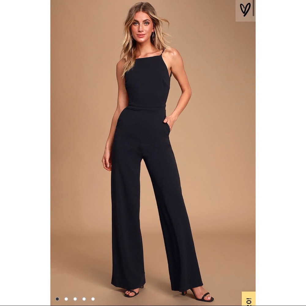 LULU’S black backless jumpsuit